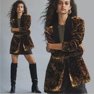 Free People Nicolette Floral Velvet Blazer Size L NWT